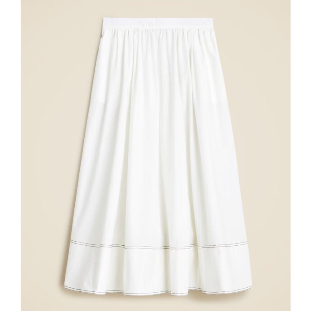 J. CREW contrast stitch midi skirt cotton poplin - size 4 - Picture 3 of 8